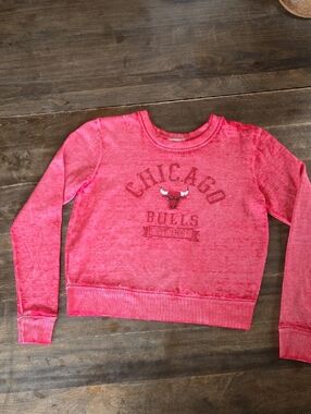 NBA Tie-Dye Faded Red Crewneck Crop Sweatshirt